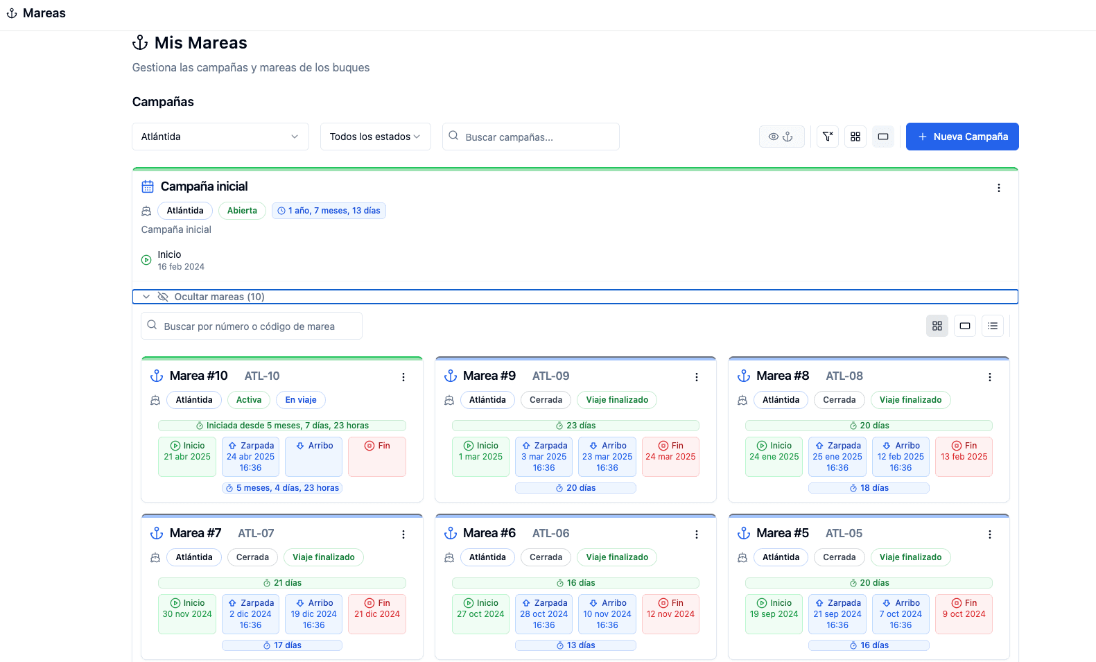 Healthy Fleet — campañas y mareas